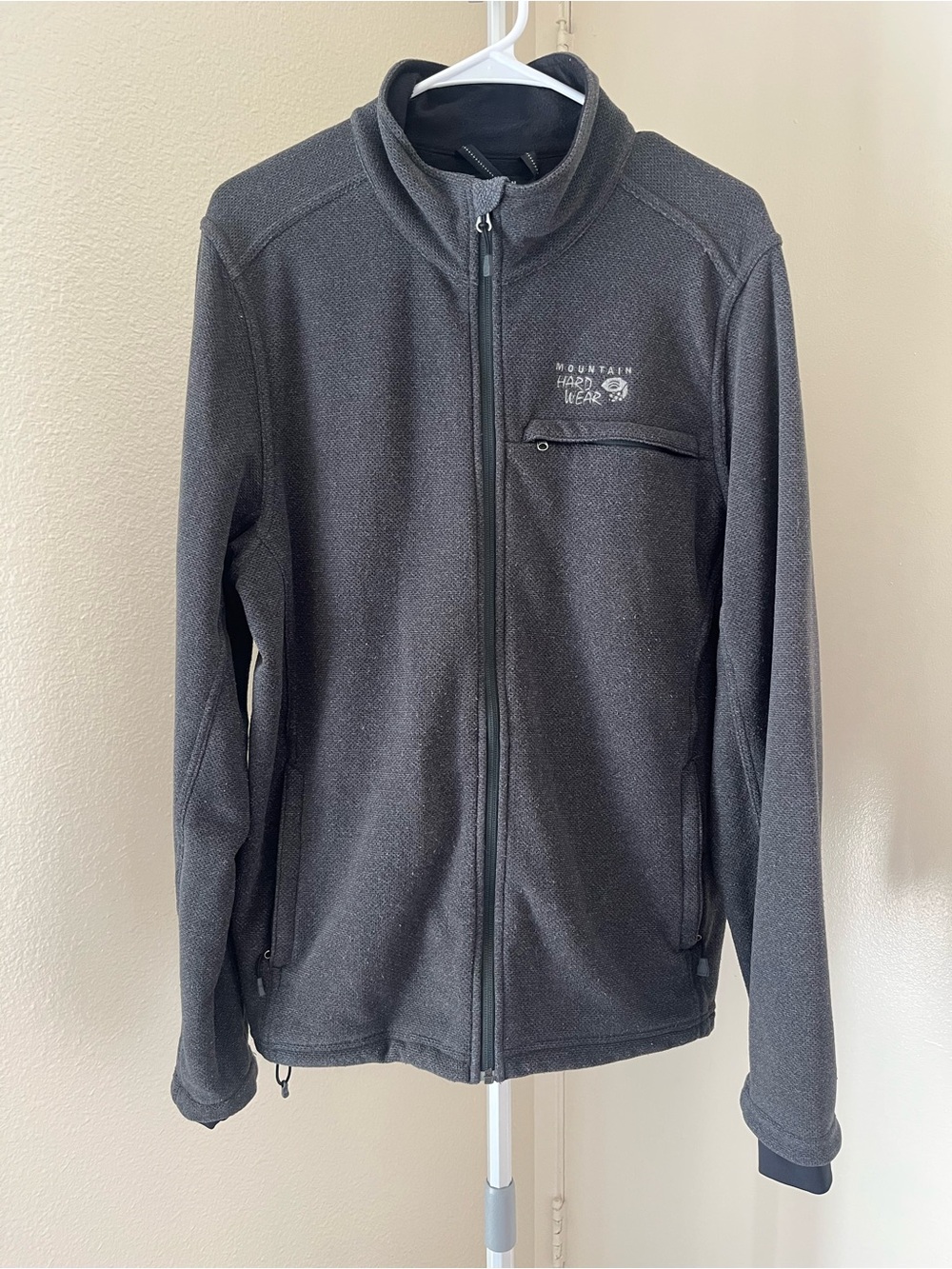 Mountain Hardwear Full Zip Fleece Jacket Gray Textured OM5961 Size M